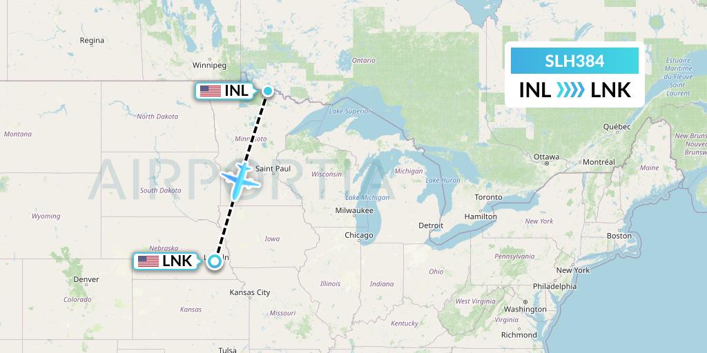 SLH384 Silverhawk Aviation Flight Map: International Falls to Lincoln