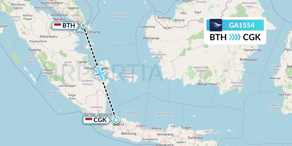 GA1554 Garuda Indonesia Flight Map: Batam to Jakarta