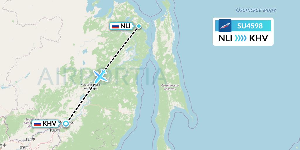 SU4598 Aeroflot Flight Map: Khabarovsk to Khabarovsk