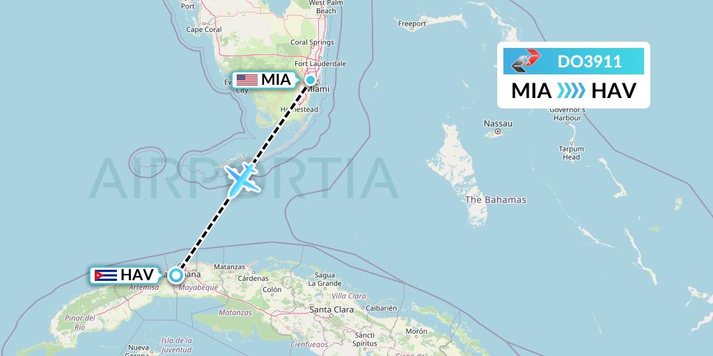 DO3911 Sky High Aviation Flight Map: Miami to Havana