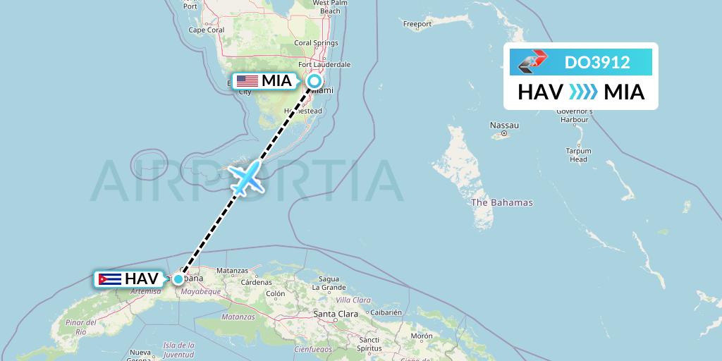 DO3912 Sky High Aviation Flight Map: Havana to Miami