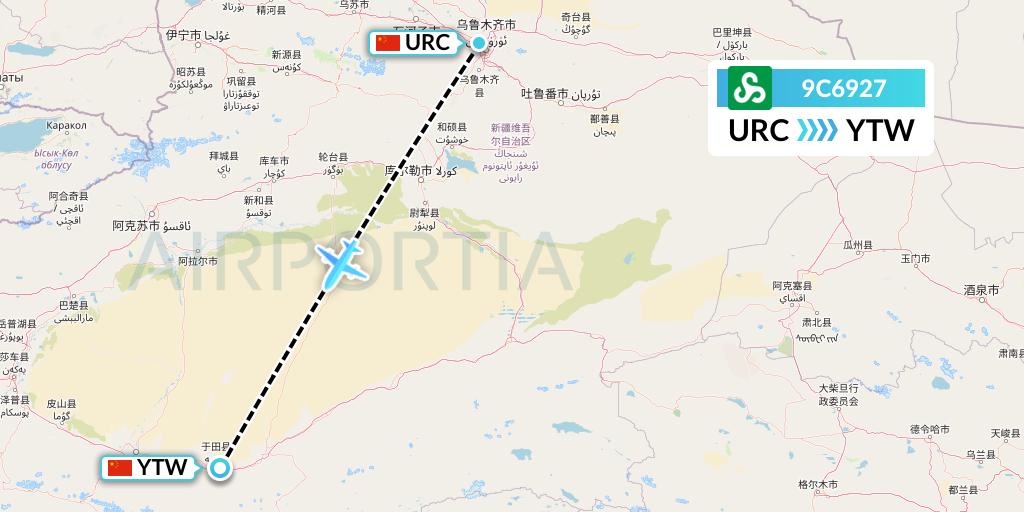 9C6927 Spring Airlines Flight Map: Urumqi to Xichang