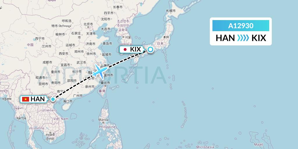A12930 A.p.g. Distribution Systems Flight Map: Hanoi to Osaka