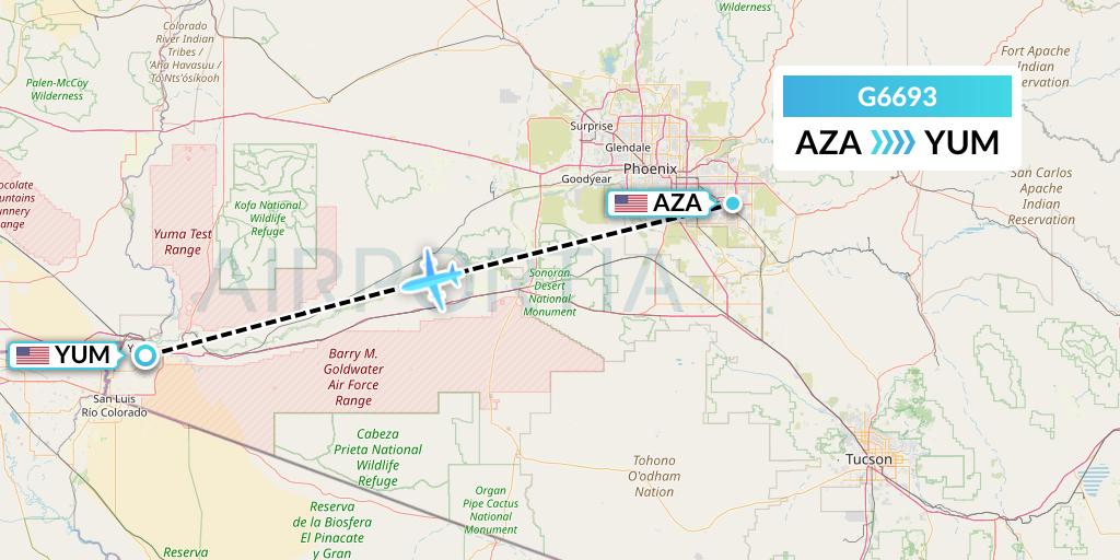 G6693 Flight Status Fly Arna Phoenix to Yuma (ACY693)
