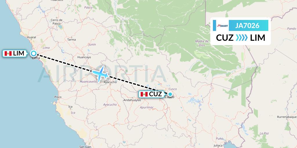 JA7026 JetSMART Flight Map: Cusco to Lima