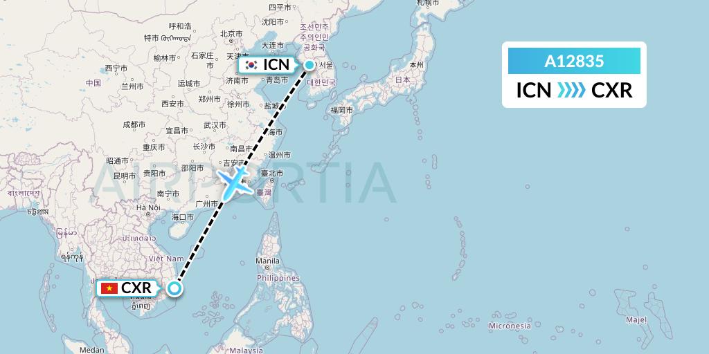 A12835 A.p.g. Distribution Systems Flight Map: Seoul to Nha Trang