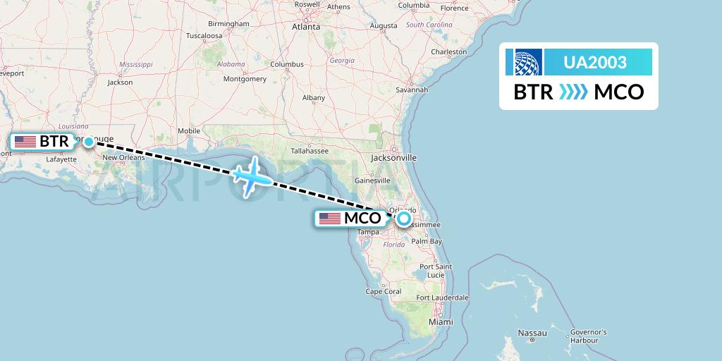 UA2003 Flight Status United Airlines Baton Rouge to Orlando (UAL2003)