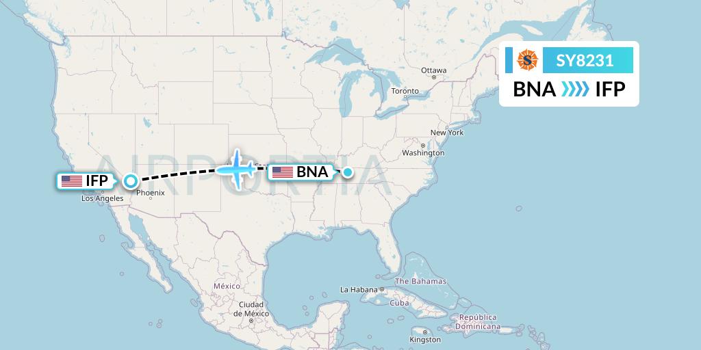 SY8231 Sun Country Airlines Flight Map: Nashville to Bullhead City
