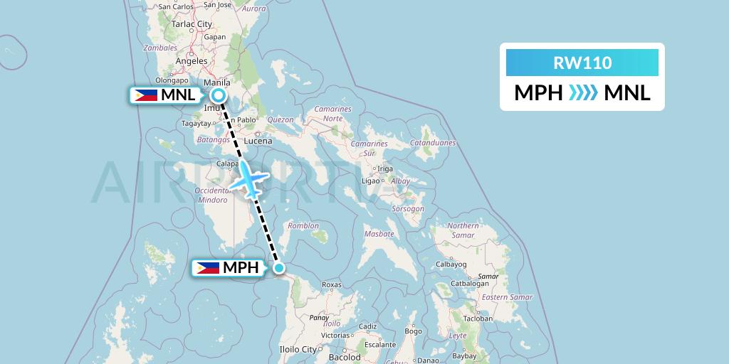 RW110 Royal Air Charter Flight Map: Caticlan to Manila