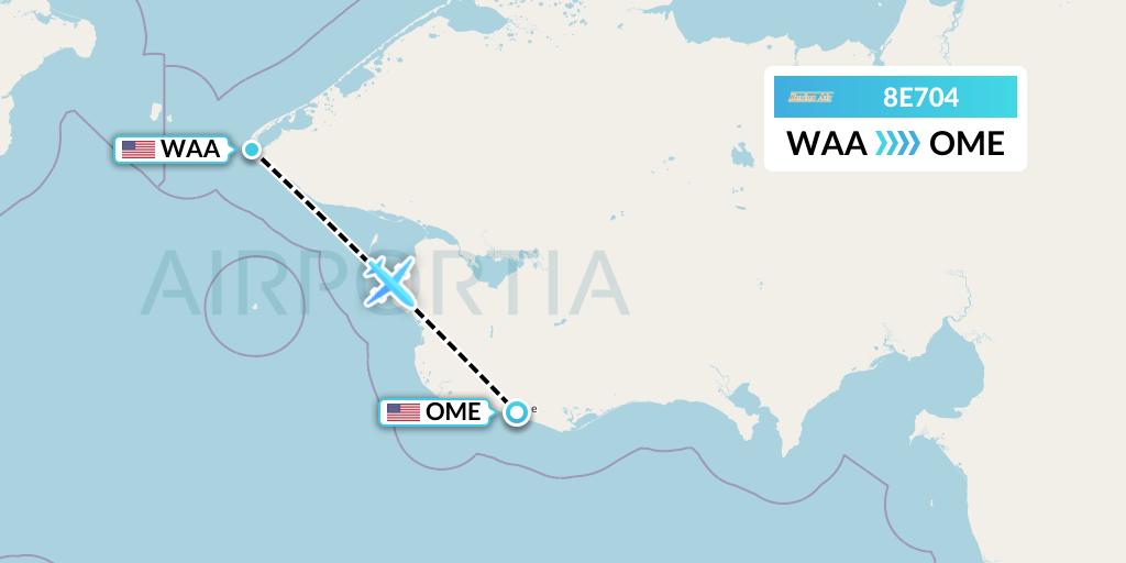 8E704 Bering Air Flight Map: Wales to Nome