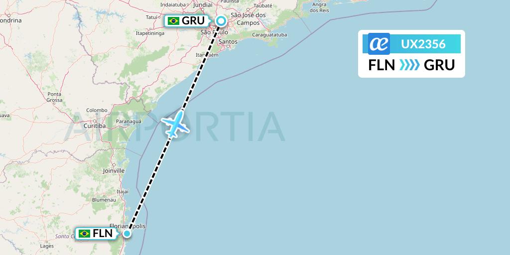 UX2356 Air Europa Flight Map: Florianopolis to Sao Paulo