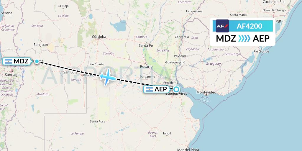 AF4200 Air France Flight Map: Mendoza to Buenos Aires