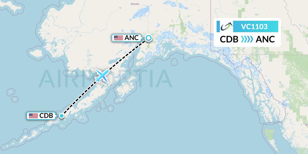 VC1103 ViaAir Flight Map: Cold Bay to Anchorage