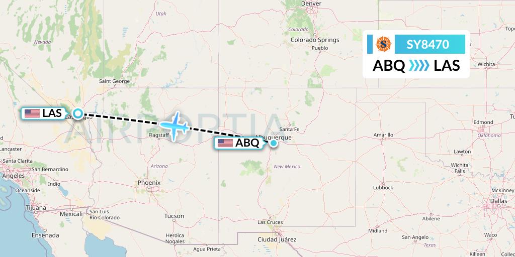 SY8470 Sun Country Airlines Flight Map: Albuquerque to Las Vegas