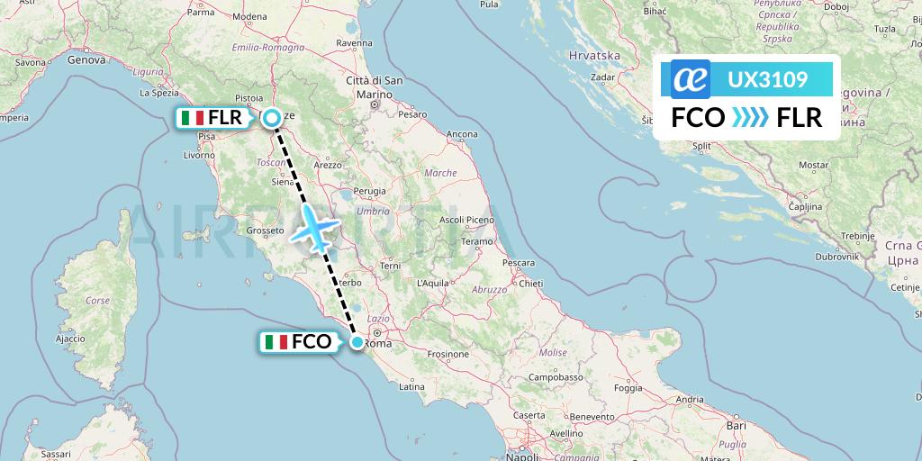 UX3109 Air Europa Flight Map: Rome to Florence