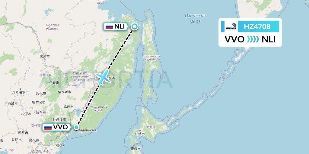 HZ4708 Aurora Flight Map: Vladivostok to Khabarovsk