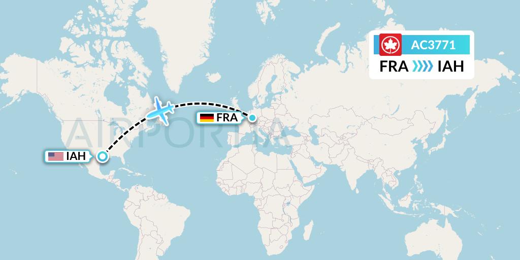 AC3771 Air Canada Flight Map: Frankfurt to Houston