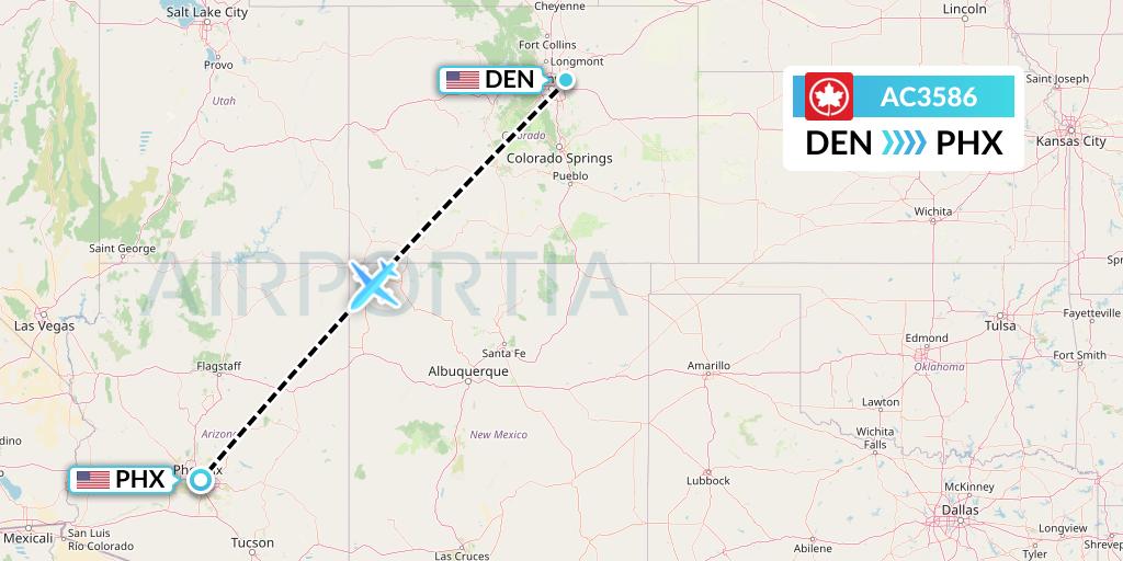 AC3586 Air Canada Flight Map: Denver to Phoenix