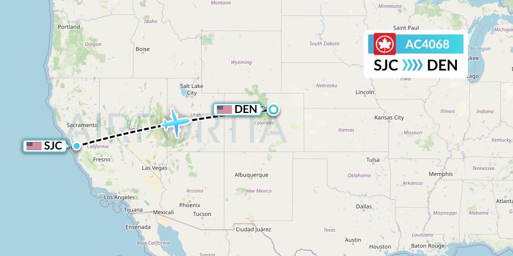 AC4068 Air Canada Flight Map: San Jose to Denver