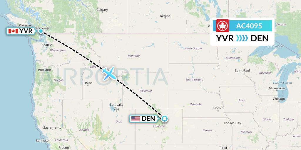 AC4095 Air Canada Flight Map: Vancouver to Denver