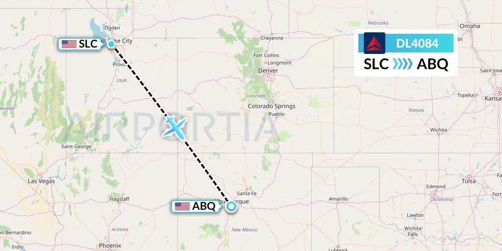 DL4084 Delta Air Lines Flight Map: Salt Lake City to Albuquerque