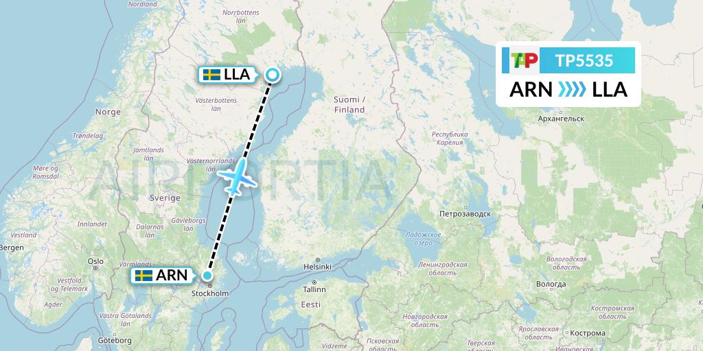 TP5535 TAP Portugal Flight Map: Stockholm to Lulea