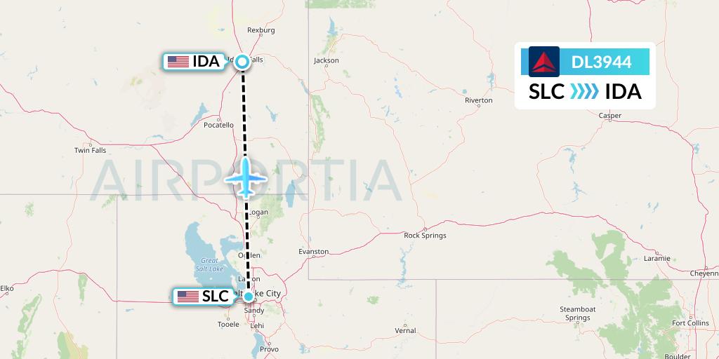 DL3944 Delta Air Lines Flight Map: Salt Lake City to Idaho Falls