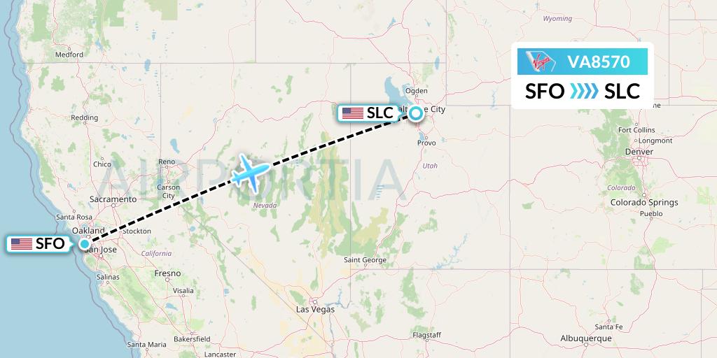 VA8570 Virgin Australia Flight Map: San Francisco to Salt Lake City