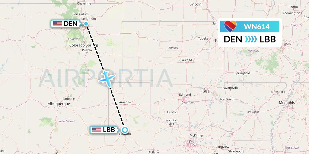 WN614 Flight Status Southwest Airlines: Denver to Lubbock (SWA614)