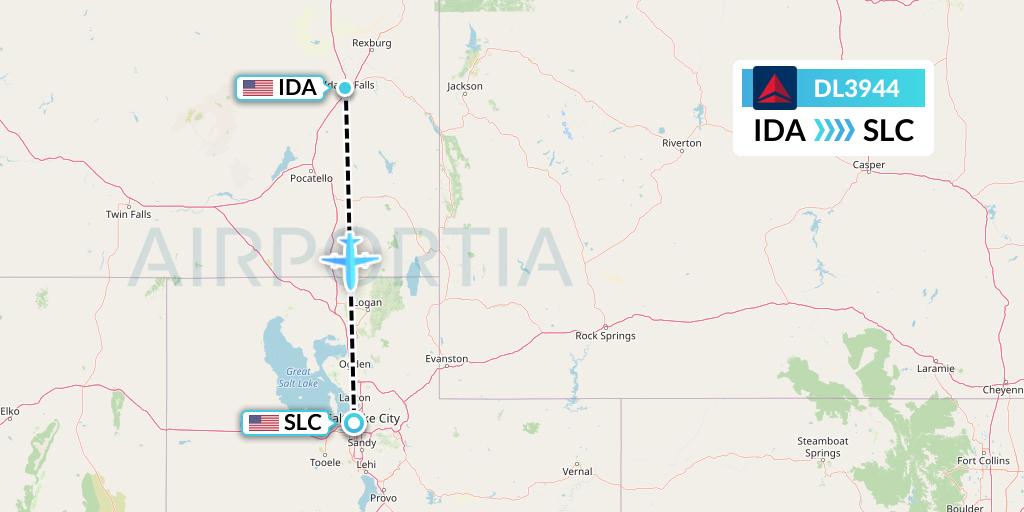 DL3944 Delta Air Lines Flight Map: Idaho Falls to Salt Lake City