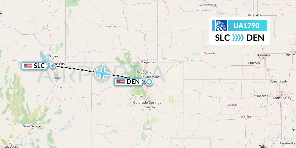 UA1790 United Airlines Flight Map: Salt Lake City to Denver