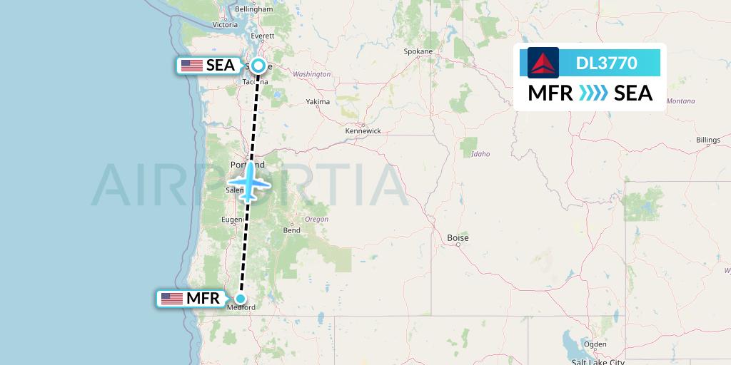 DL3770 Delta Air Lines Flight Map: Medford to Seattle