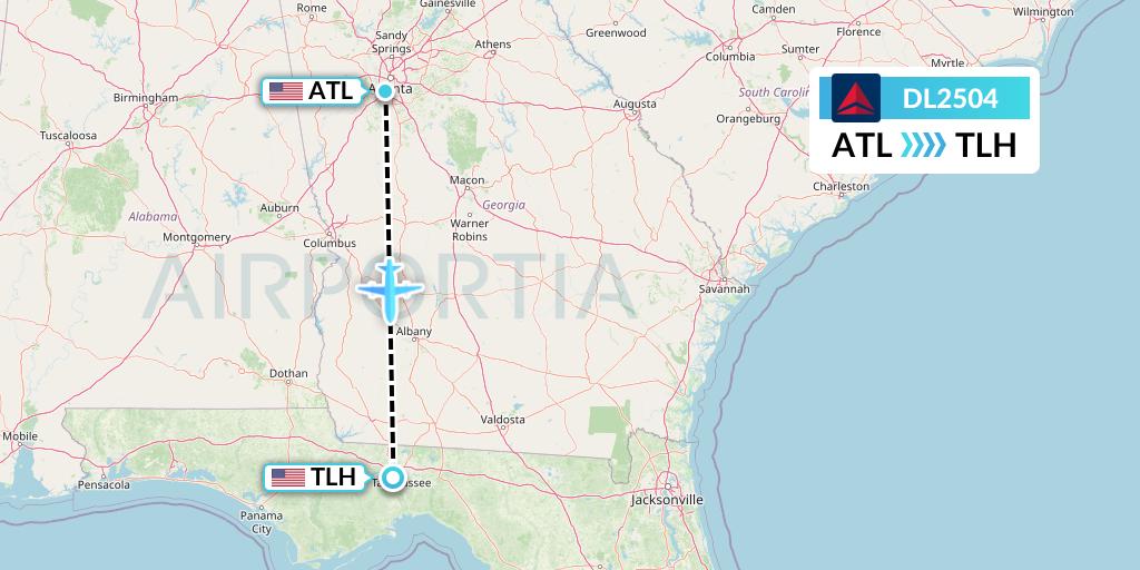 DL2504 Delta Air Lines Flight Map: Atlanta to Tallahassee