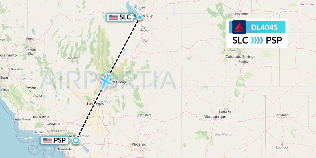 DL4045 Delta Air Lines Flight Map: Salt Lake City to Palm Springs