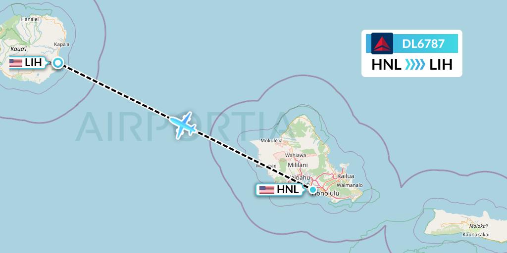 DL6787 Delta Air Lines Flight Map: Honolulu to Lihue