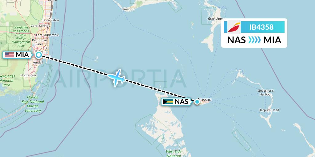 IB4358 Iberia Flight Map: Nassau to Miami