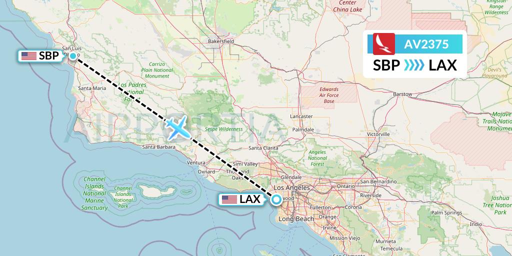 AV2375 Avianca Flight Map: San Luis Obispo to Los Angeles
