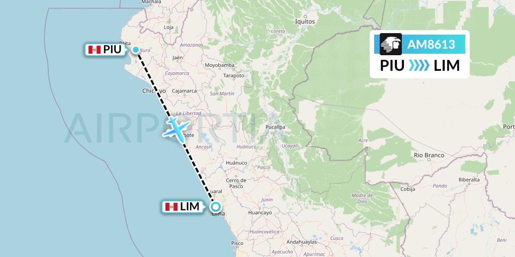 AM8613 Aeromexico Flight Map: Piura to Lima
