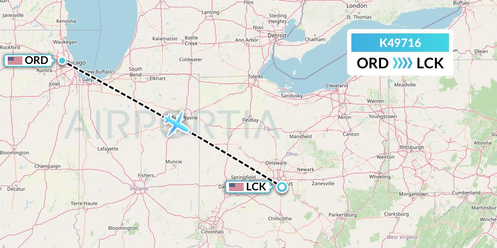 K49716 Kalitta Air Flight Map: Chicago to Columbus