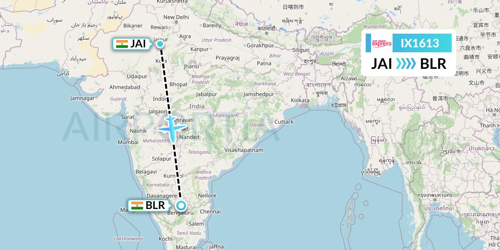 IX1613 Flight Status Air India Express Jaipur to Bangalore (AXB1613)