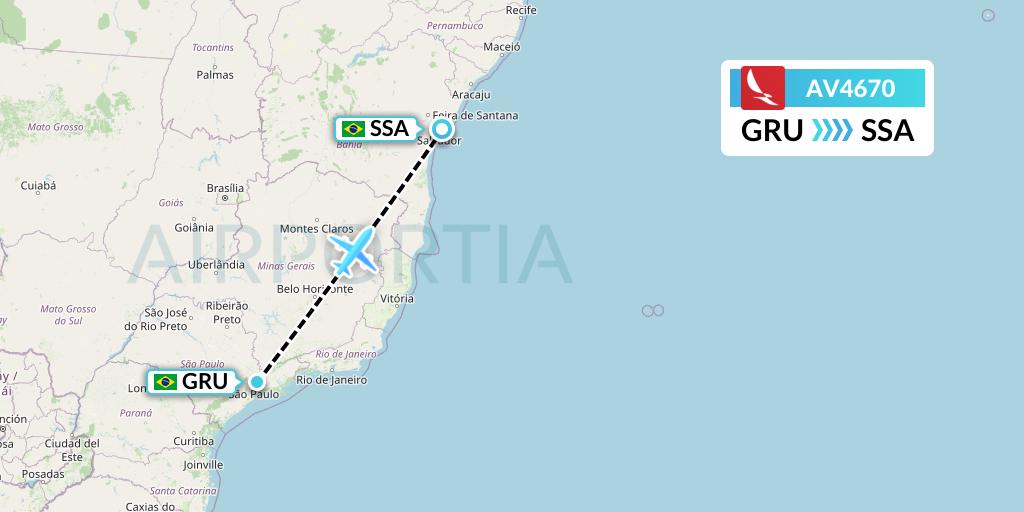 AV4670 Avianca Flight Map: Sao Paulo to Salvador