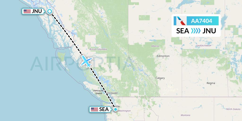 AA7404 American Airlines Flight Map: Seattle to Juneau