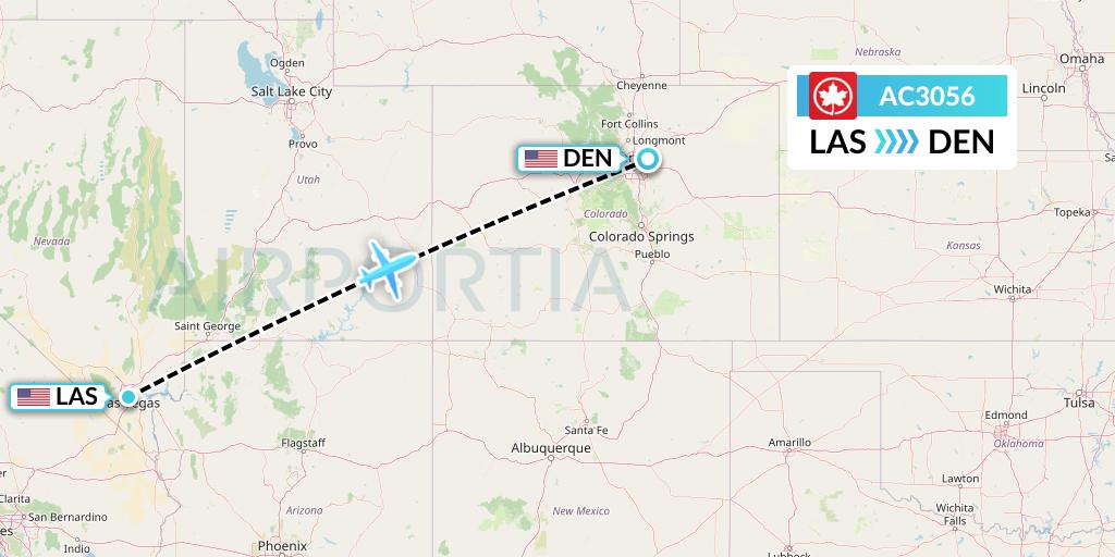 AC3056 Air Canada Flight Map: Las Vegas to Denver