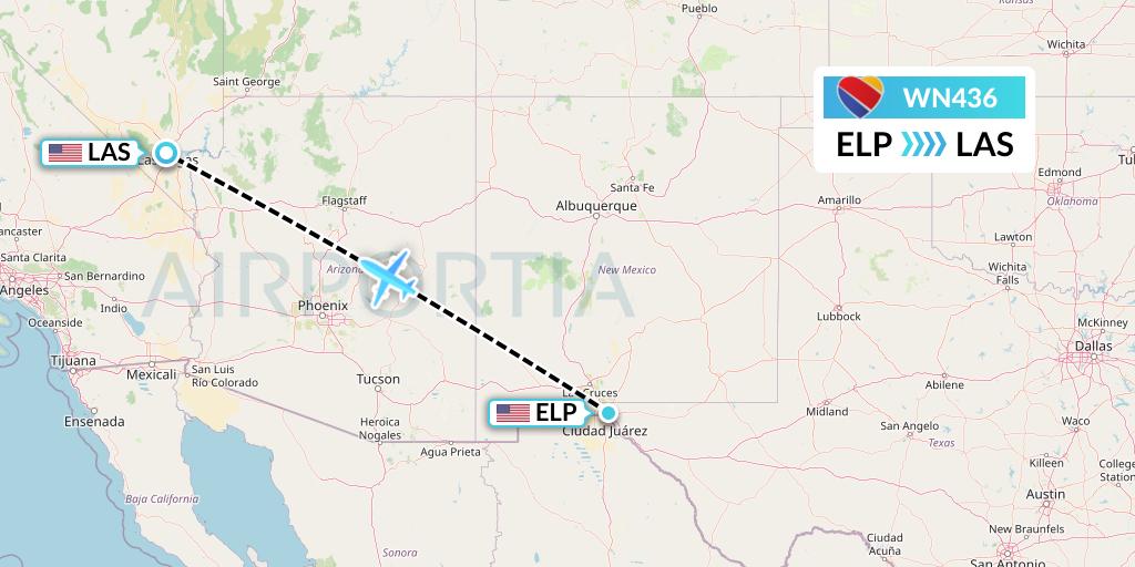 WN436 Southwest Airlines Flight Map: El Paso to Las Vegas