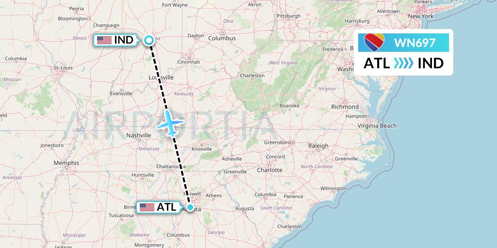 WN697 Flight Status Southwest Airlines Atlanta to Indianapolis (SWA697)