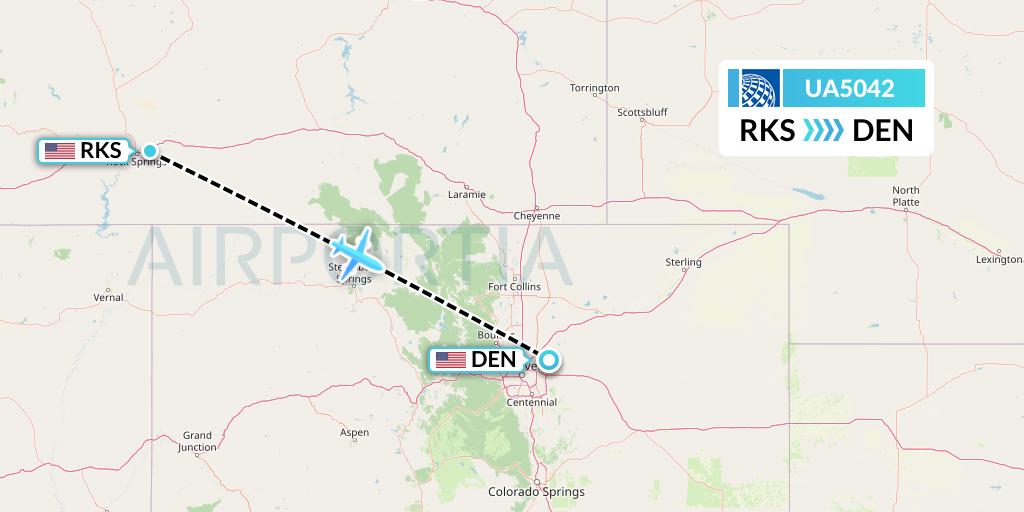 UA5042 United Airlines Flight Map: Rock Springs to Denver