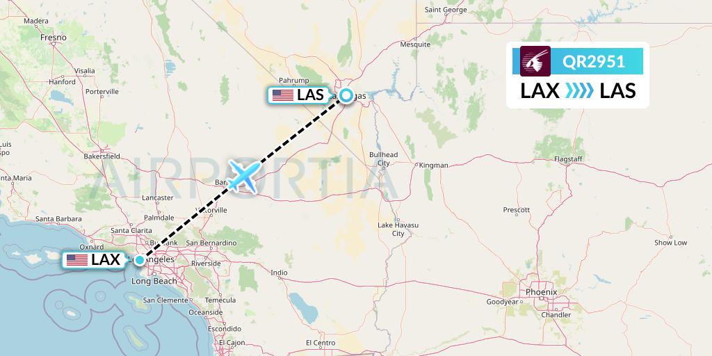 QR2951 Qatar Airways Flight Map: Los Angeles to Las Vegas