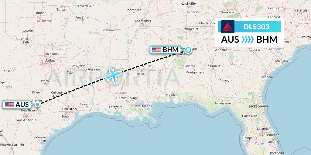 DL5303 Flight Status Delta Air Lines Austin to Birmingham (DAL5303)