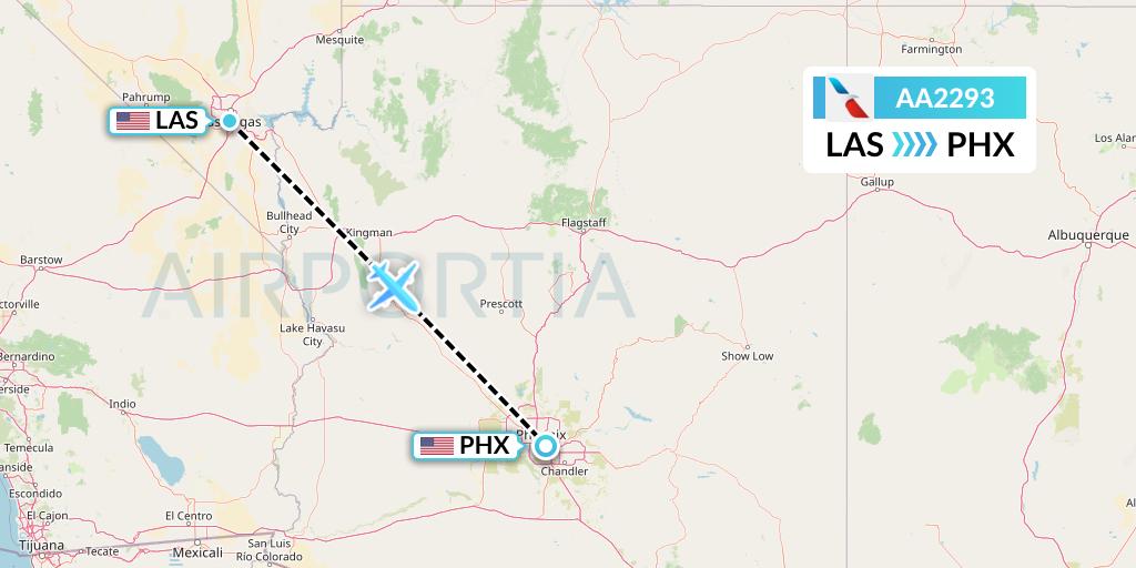 AA2293 American Airlines Flight Map: Las Vegas to Phoenix