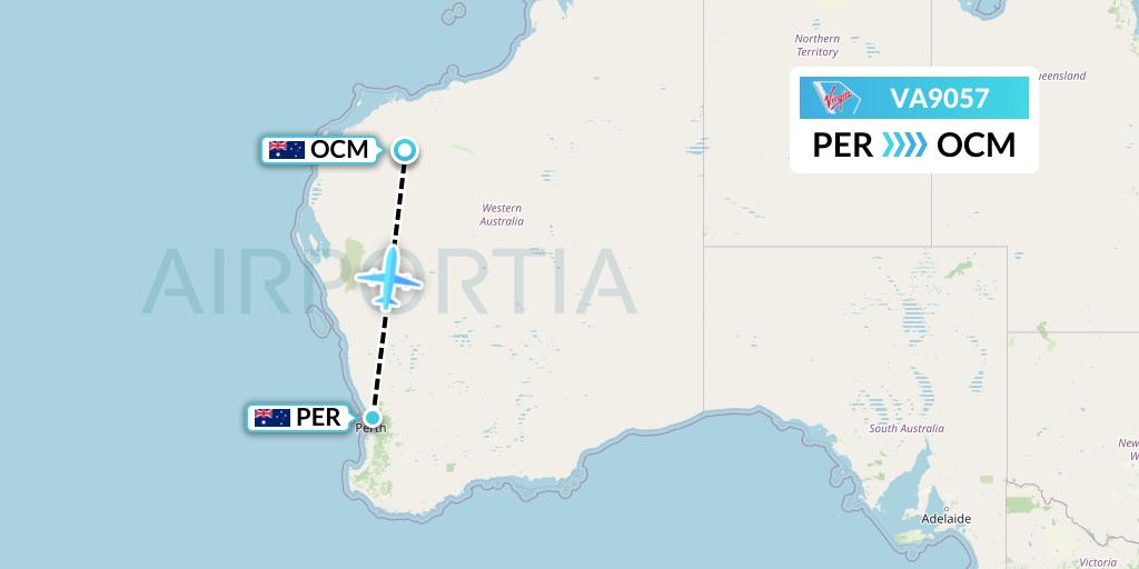 VA9057 Virgin Australia Flight Map: Perth to Boolgeeda